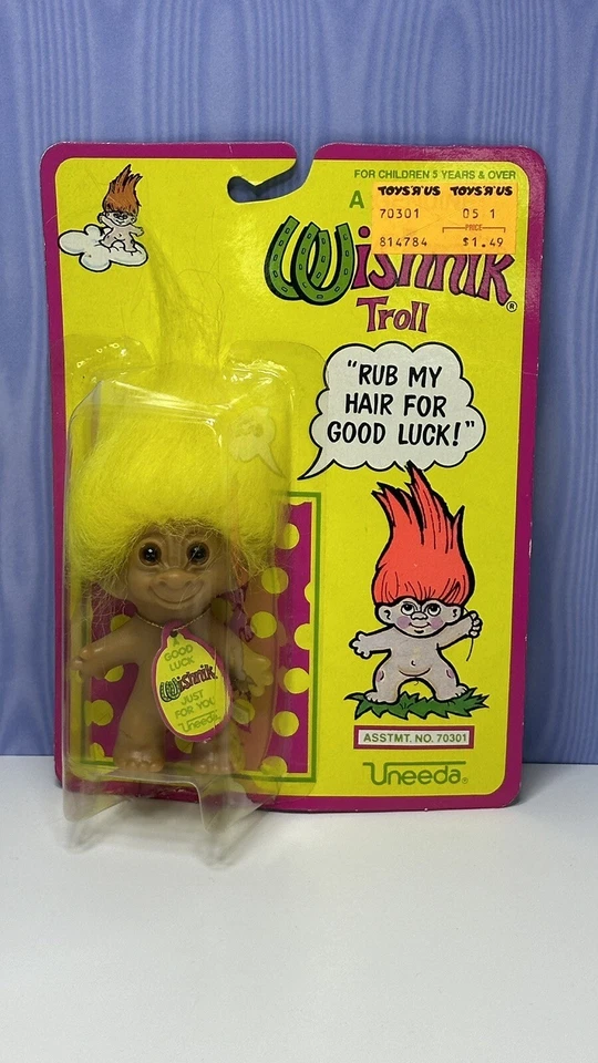 VINTAGE 1992 UNEEDA WISHNIK GOOD LUCK TROLL RED HAIR IN THE PACKAGE TOY