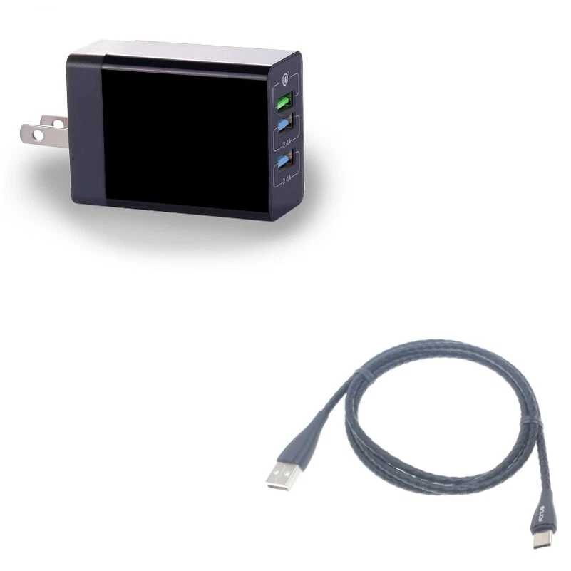 Cable USB de metal tipo C con cargador doméstico de 6,8 amperios 34 W 3 puertos para teléfonos tabletas Foto 1 de 4