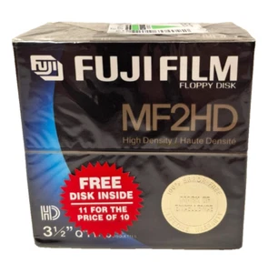 Fuji Film Pack of 11 Floppy Disks MF2HD 3.5" Fujifilm Brand New Sealed - Photo 1/4