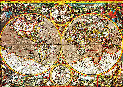 World Map Atlas Globe Earth Antique Old Vintage Print Canvas Or Satin Paper 70cm • 35.99$
