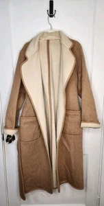 Vintage Evan Picone ILGWU Wollmantel hellbraun mit Gürtel zum Binden - Bild 1 von 7