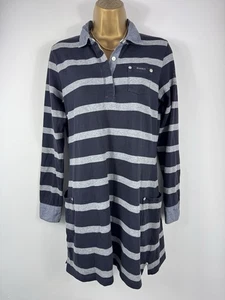 GANT Navy Grey Stripe Cotton Ruggers Dress Size M Long Sleeve Pockets Preppy - Picture 1 of 12