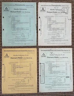 Diamant Preislisten, Elitewerke AG, Diamant-Räder, 4x, aus 1921-1922 Jahre - Bild 1 von 4