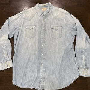 Polo Ralph Lauren Shirt Mens Size 2XL Blue True Denim Cowboy Western Rodeo - Picture 1 of 10