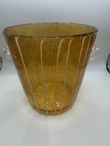 Vintage  Amber Art  Glass Ice Bucket Murano - Picture 1 of 5