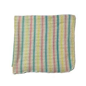 VTG Beacon WPL 1675 Acrylic Baby Blanket Pastel Stripes 28 X 30 in Waffle Weave - Picture 1 of 4