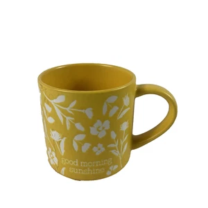 Threshold Coffee Mug Good Morning Sunshine Yellow Floral Embossed Cup Ceramic - Picture 1 of 12