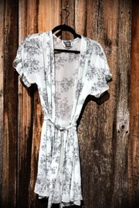 Women's APT9 Semi Sheer floral light blue bohemian style kimono with tie sash S - Picture 1 of 10