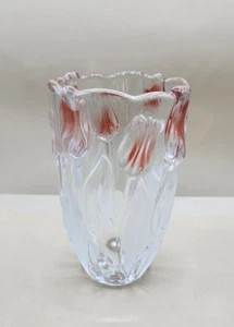 DEUTSCHE MIKASA "TULPEN ASSION kristallklare/ROSA/ROSTIERTE Kunstglas Vase 8" - Bild 1 von 6