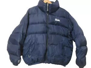 Sz L FIRST DOWN Puffer Coat Jacket Men Duck Feather REVERSIBLE NAVY BLUE/BLACK - Picture 1 of 17