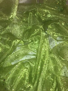 1mtr lime green sequin hologram organza fabric 58”wide..voile,wedding,bridal etc - Picture 1 of 4