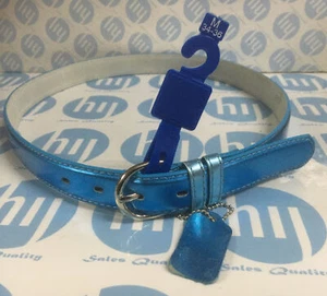 Genuine Leather Belt 28mm-101cm Long Metallic Blue M Fit 32”-36” Strong Buckle - Picture 1 of 4