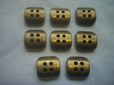 BRASS EFFECT SQUARE ROUNDED TOP VINTAGE 4 HOLE SMALL BUTTONS X 8 Free P & P - Image 1 of 3