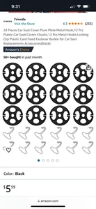 universal cae  seat cover plate hooks, cover clipers with metal hooks - Bild 1 von 2
