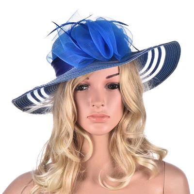 Mujer Ala Ancha Floral Pluma Kentucky Derby Iglesia Vestido Sombrero para el Sol A340 Foto 1 de 4