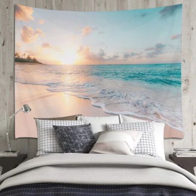 Tapestry Wall Hanging Tropical Ocean Beach Bedroom Bedspread Decor Wall Cloth - Image 1 of 4