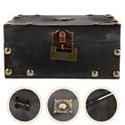 Antique Treasure Chest Box Wooden Vintage Locked Trinket Box Jewelry Case