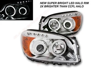 Set of Pair Dual Halo Chrome Headlights w/ LED Parking for 2006-2008 Toyota Rav4 - Picture 1 of 3
