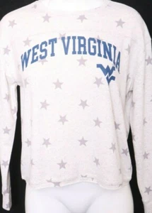 NEW West Virginia Mountaineers WVU LS Stars Crew Neck Sweatshirt Gray Women's M - Picture 1 of 9