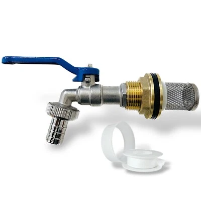 MARKENLOS Regentonnendurchführung Tankdurchführung Loch 27 mm Auslaufhahn Blau 1/2" Filter