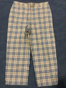Women’s Burberry Beige Cotton Nova Check Golf Trousers Sz 12 - Picture 1 of 7
