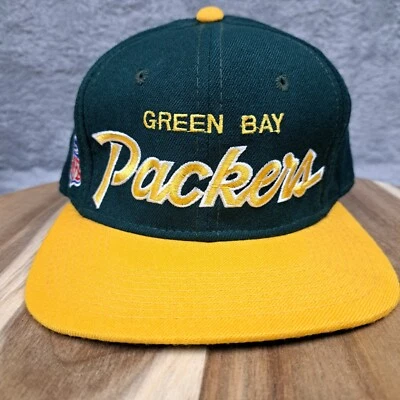 Vintage Green Bay Packers Hat Cap Fitted 6 7/8 Sports Specialties Script Wool  - Image 1 of 4