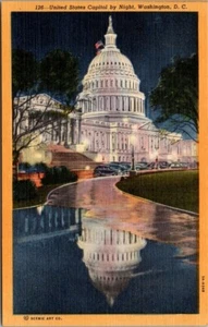 Washington DC United States Capitol Building by Night Reflection Postcard UNP - Picture 1 of 2