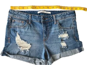 Celebrity Pink Junior 7/28 Distressed Cuffed Jean Shorts Womens Medium Stretch - Picture 1 of 8