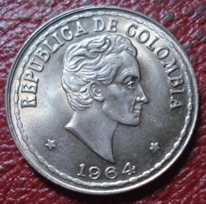 1964 COLOMBIA 20 CENTAVOS IN UNCIRCULATED CONDITION - Picture 1 of 2