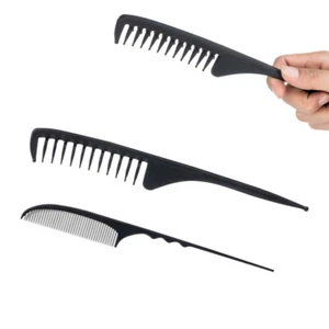 2 PIEZAS Peine de Salón Fibra de Carbono Cepillo de Pelo Peinado Peluquería Peine con - Imagen 1 de 11