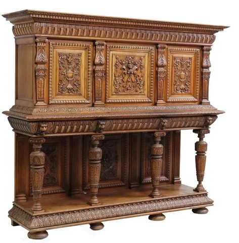 Antique Sideboard, French Renaissance  Style,  Carved Walnut, early 1900s!! Cover