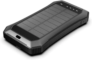 Solar Power Bank 10000Mah - Phone Charger with 20 LED Lights, Fast Charging for - Picture 1 of 12