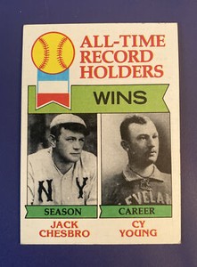 1979 TOPPS #416 ALL-TIME WINS HOLDERS CY YOUNG/ JACK CHESBRO  *FREE SHIPPING*