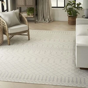 Nourison Astra Machine Washable Moroccan Ivory 9' x 12' Area Rug, Easy Cleaning, - Picture 1 of 8