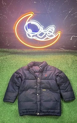 Vintage Polo Ralph Lauren Boys Puffer Down Jacket Coat Kids Sz SM Navy Blue - Image 1 of 4