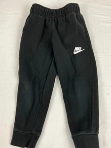 Boys Nike Swoosh Club Fleece Elastic Waist Sweatpants Jogger Size 4T Black EUC - Picture 1 of 3
