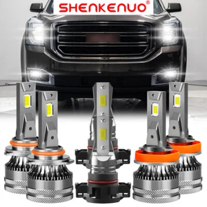 For GMC Yukon XL 2015-2019 6X 6000K LED Headlights Fog Light Bulbs Combo Kit V15 - Picture 1 of 17