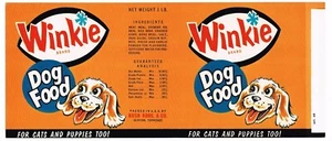 GENUINE VINTAGE CAN LABEL DOG CAT PET FOOD 1960 WINKIE CARTOON CLINTON TENNESSEE - Picture 1 of 1