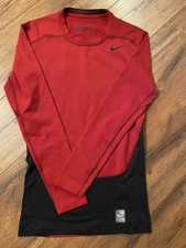 NIKE PRO COMBAT Hyperwarm Lite Men's L/S DRI-FIT COMPRESSION SHIRT S Red Black