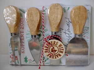 4 Piece Cheese Knife Spreader Set Wooden Handle New Partners With Nature - Picture 1 of 3