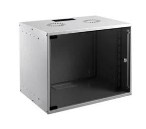MIRSAN 19" 9U 600mm grey glass door FLAT PACK wall-mounted cabinet (for se - Picture 1 of 1
