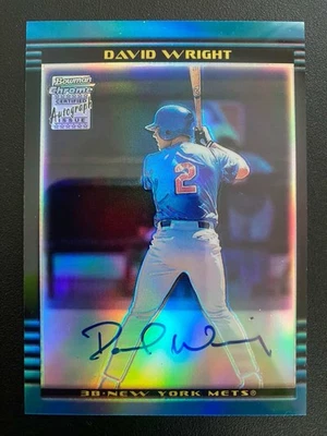 DAVID WRIGHT 2002 BOWMAN CHROME #385 ROOKIE REFRACTOR AUTO RC METS - Image 1 of 4