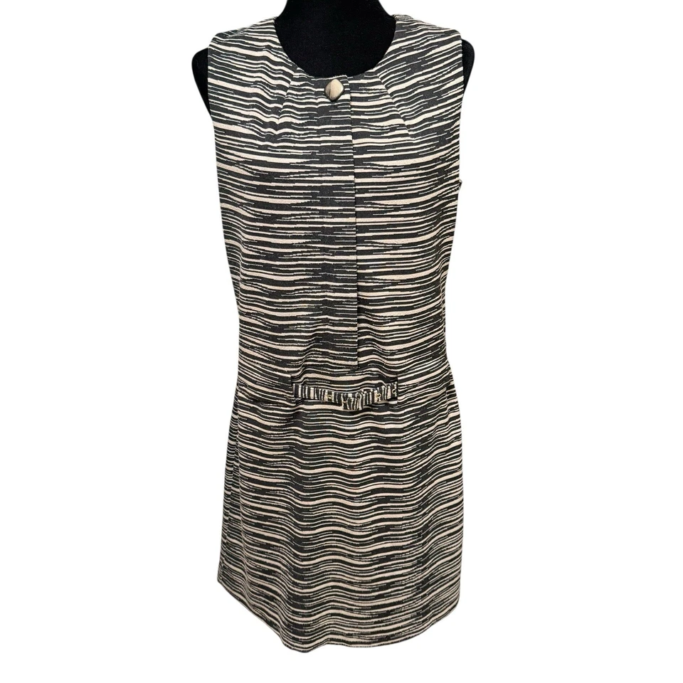 Vestido Vaina Trina Turk Negro Tostado Rayas Cinturón Talla 8 Hecho en EE. UU. Foto 1 de 4