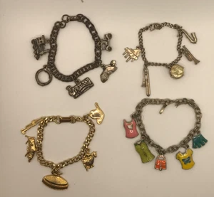 Konvolut 4 Vintage Bettelarmbänder Emaille, Western, Musical, Fahrzeug - Bild 1 von 5