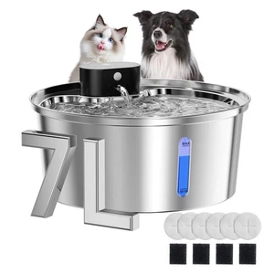 Kabelloser Hundebrunnen für große Hunde, 7L/236oz Edelstahl Hundewasser... - Bild 1 von 9