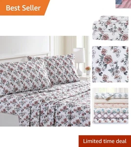 Atmungsaktives King Bettwäsche Set - 4-teilig Vintage Blumenmuster für bequemen Schlaf - Bild 1 von 6