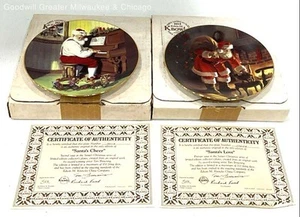 VTG Knowles Santa's Love Santa's Cheer Christmas Collector Plates IOB COA - Picture 1 of 5
