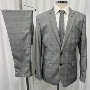 VERY MAN Tailoring Grey Check Suit Slim Fit C40R W34 L30 2 Piece - Picture 1 of 22