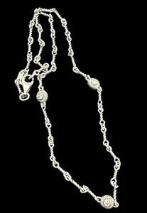 3 Station Reversible Diamond Bezel Set Twisted Necklace in 14k Solid White Gold - Picture 1 of 19