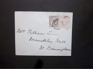 GB Papelería 1882 QV 1d Sobre + 1d 553 LONGTON STAFF Dúplex a Birmingham - Imagen 1 de 2